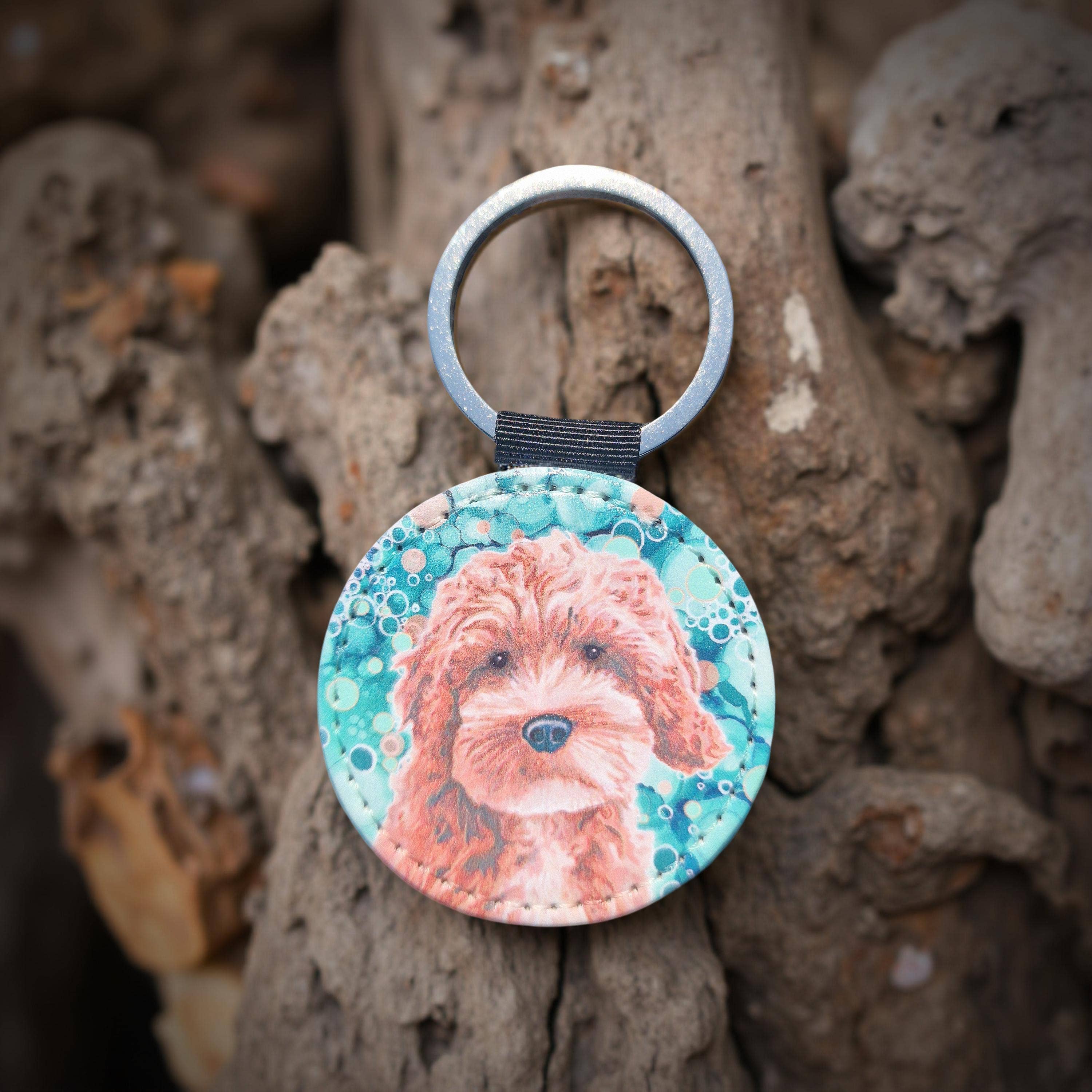 By Jo Crafts – wholesale Keychain – Unisex – 114-KR - Cockerpoo Dog Faux Leather Keyring5