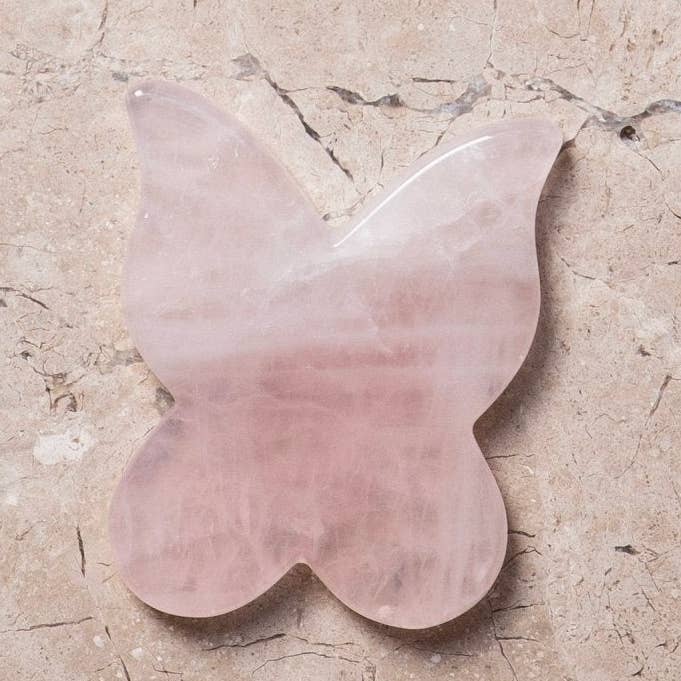 Alta Rose Quartz Sculpted Butterfly Gua Sha for wholesale by Altasphere