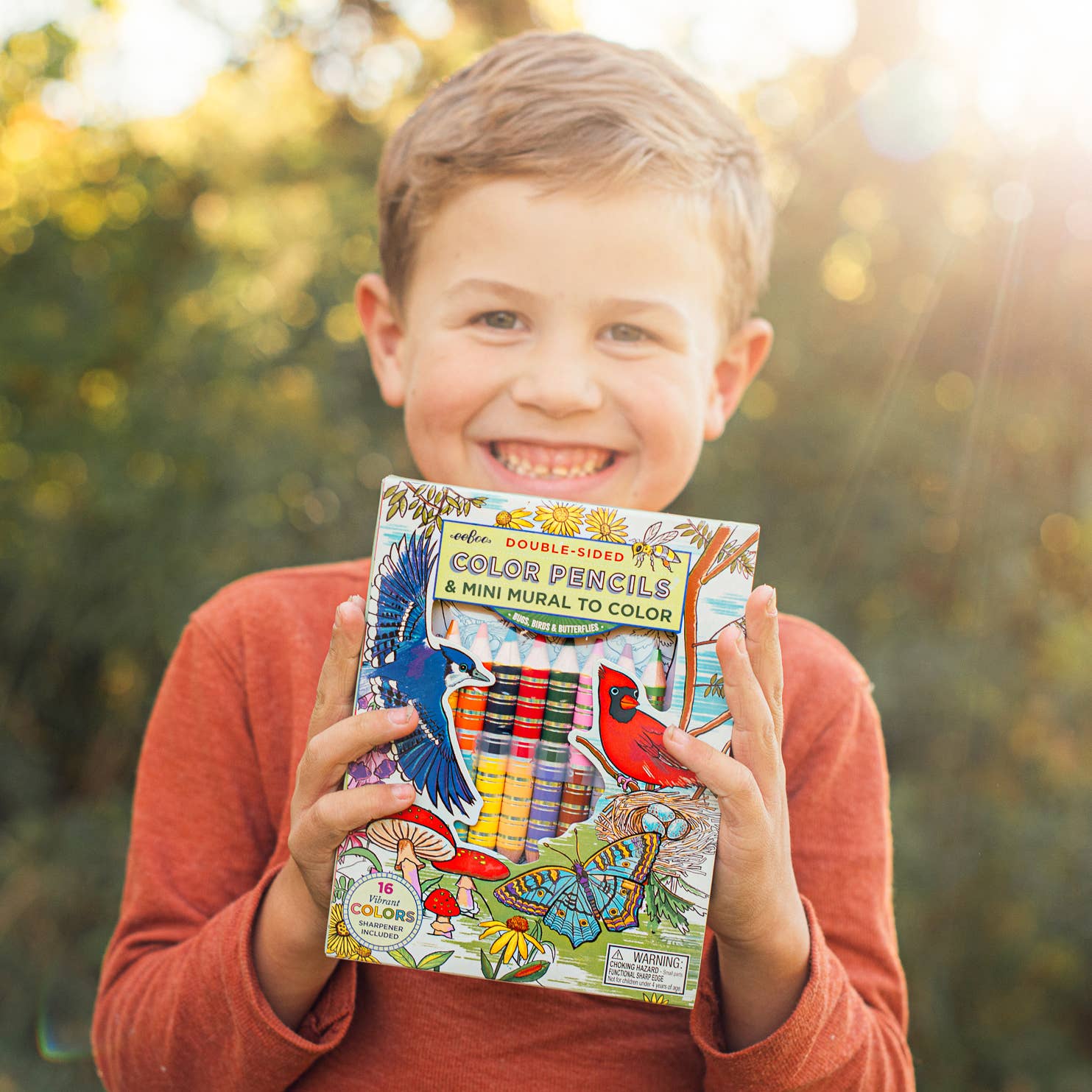 eeBoo - Vente Crayons de couleur - Ensemble de 8 gros crayons Bird & Butterfly avec mini fresque3