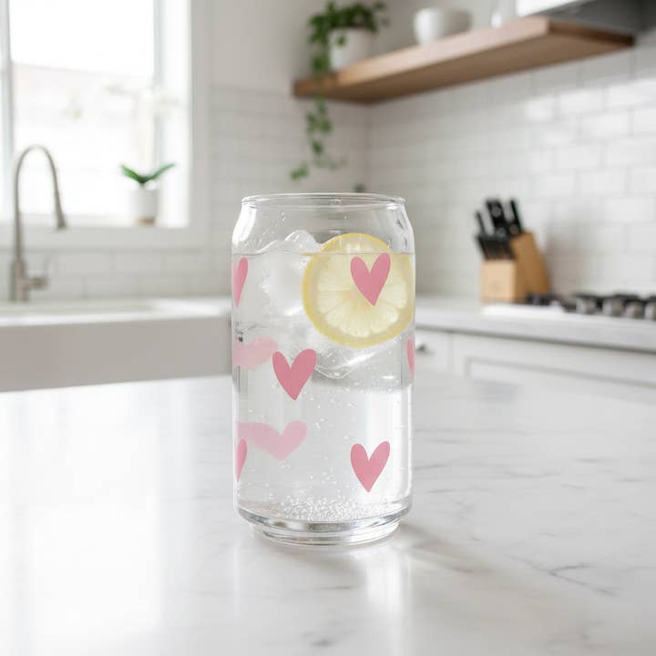 Can with print "Pink Hearts" for wholesale by cool people club