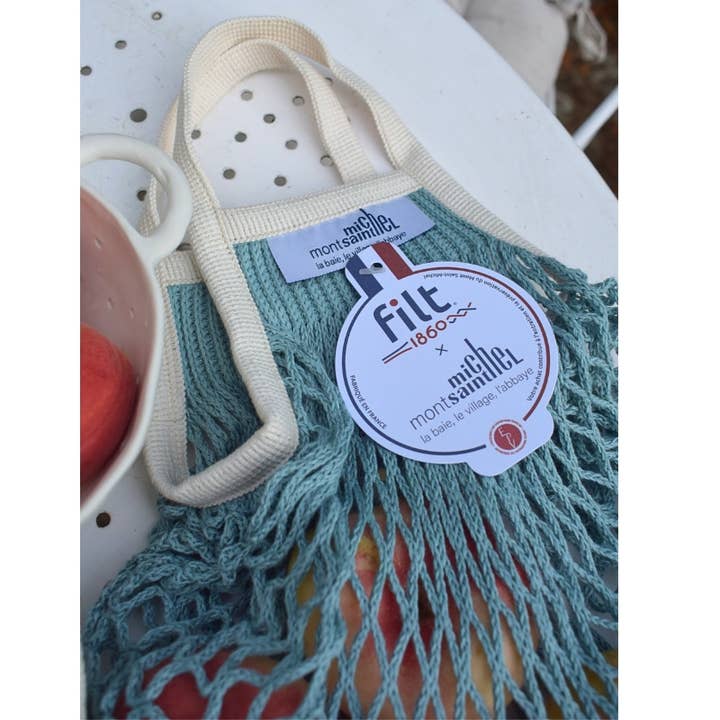 Filt1860 - Wholesale Grocery/Shopping Bag - Small shopping net bag Aquablue LE MONT ST MICHEL X FILT18603