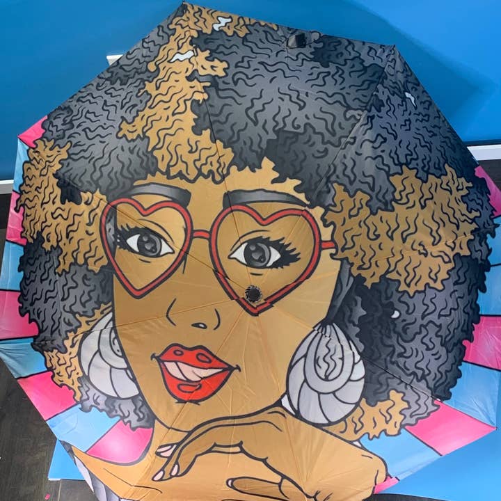 Designs By Dij - Wholesale Umbrella - Women's - Cute Umbrella Design Feisty Suzanna Beautiful Afro Black Girl Unique Large Umbrella