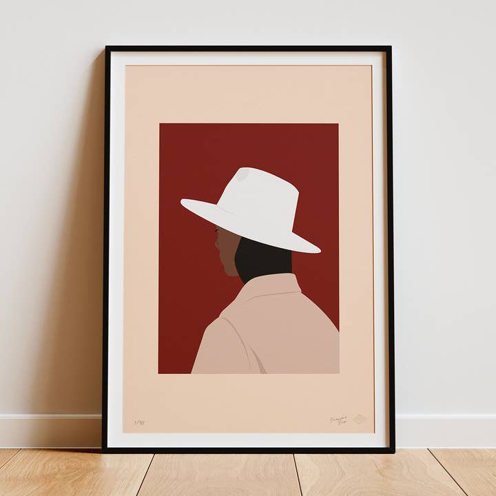 Art print “White Hat, limited edition” - 30x40 cm for wholesale by PREMIÈRE BASE