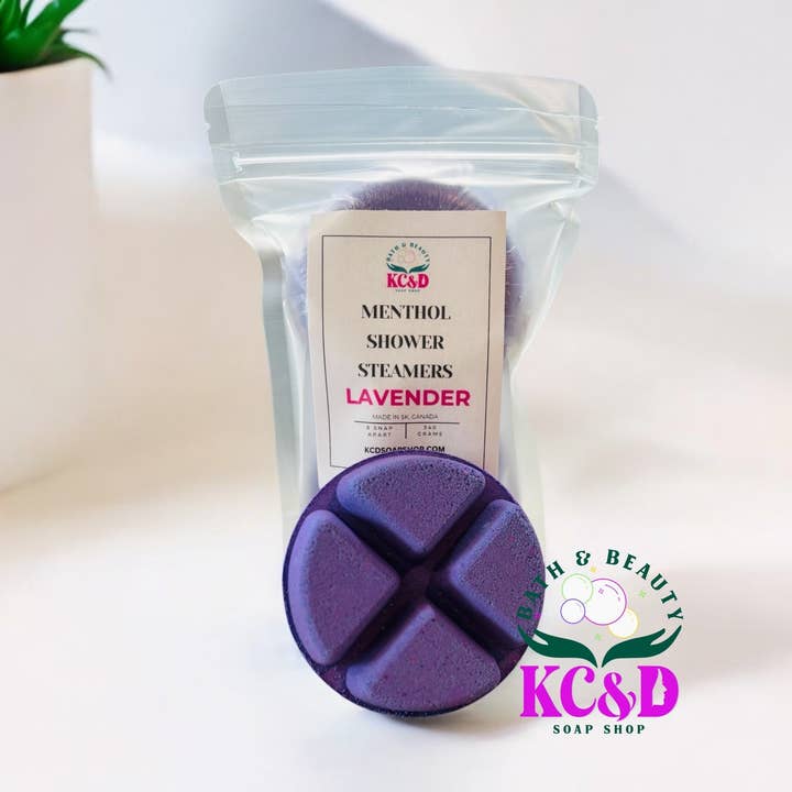 Menthol Shower Steamers with Lavender Essential Oil for wholesale by KC&D Soap Shop