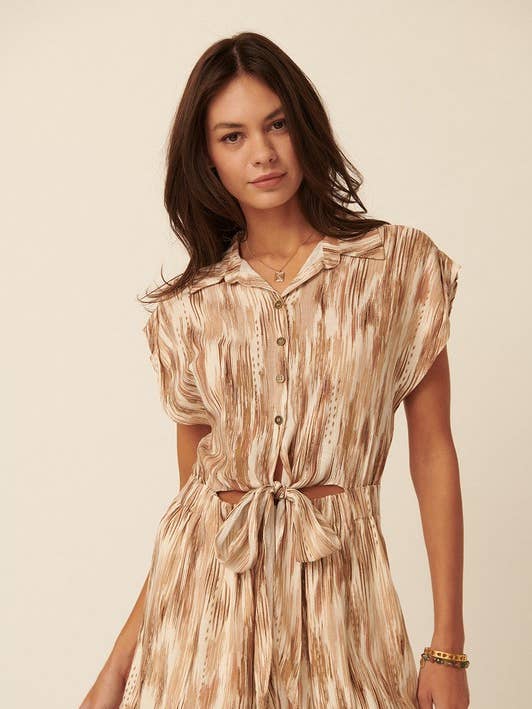 Barboteuse boutonnée à col abstrait pour la vente par MintChoco