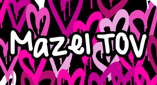 Sunny Marshmallow - Wholesale Bar/Bat-Mitzvah Card - NEW! Mazel Tov Greeting Card-Spray Paint Hearts0