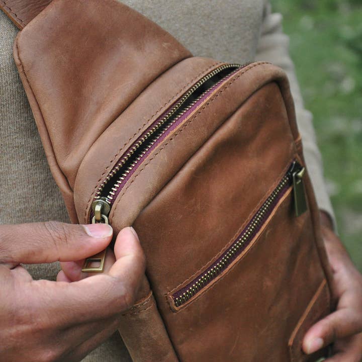Zelaki Leather Company - Vente Sac à bandoulière – unisexe - Sac à bandoulière Addis/Écharpe à bandoulière unisexe/Sac à dos à bandoulière2