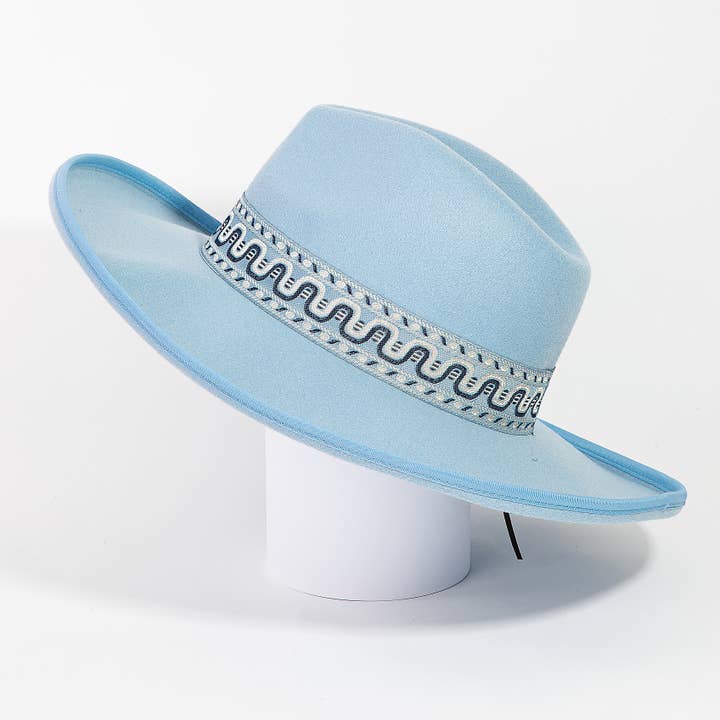 Collections by Fame Accessories - Wholesale Fedora - Women's - Boho Stripe Pattern Strap Fashion Hat1