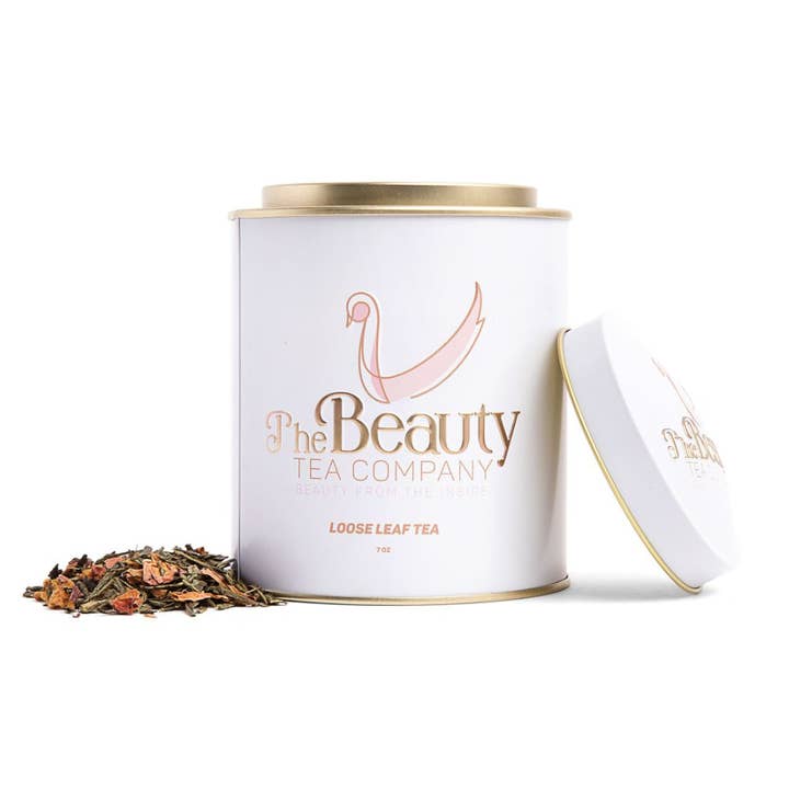I am Love - a Delightfully Refreshing and Romantic Tea Experience. 7 oz canister for wholesale by The Beauty Tea Company