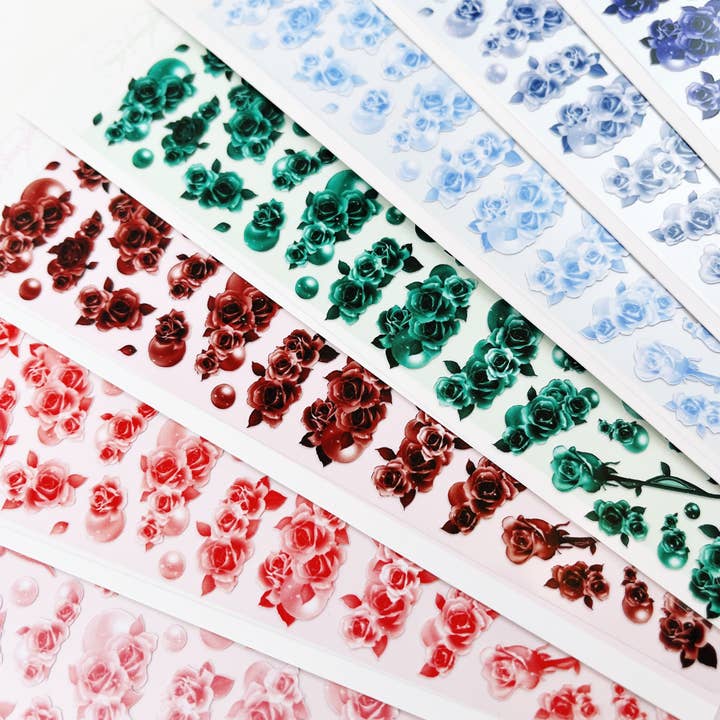 Rose Pearls Deco klistermærkeark (11 farver) for engroshandel hos Borah Studio