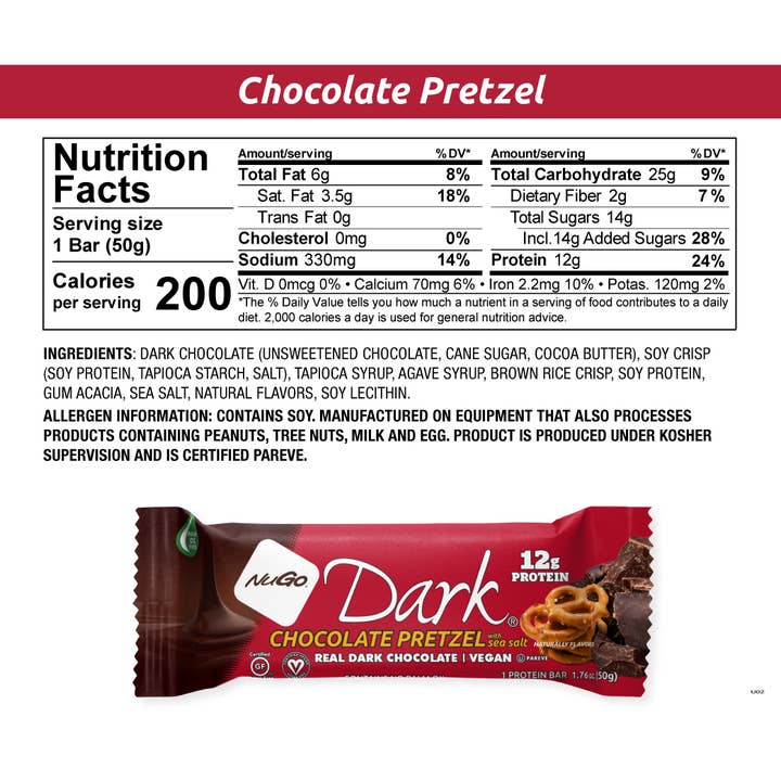 NuGo Nutrition - Wholesale Snack Bar - NuGo Dark Chocolate Pretzel Protein Bar