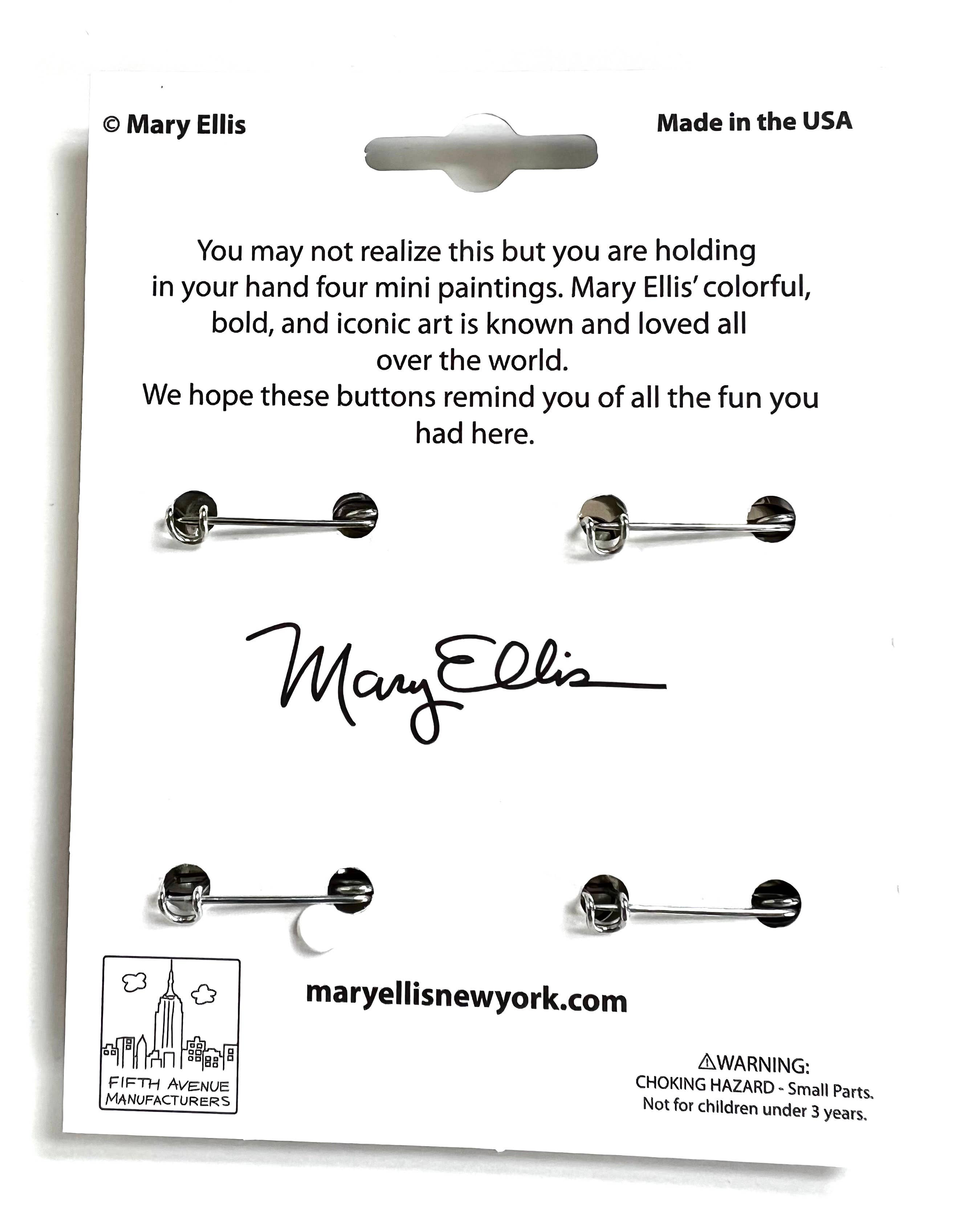 Mary Ellis - Wholesale Lapel Pin/Button - Brooklyn New York 4 Button Set | Four Brooklyn Souvenir Pins1