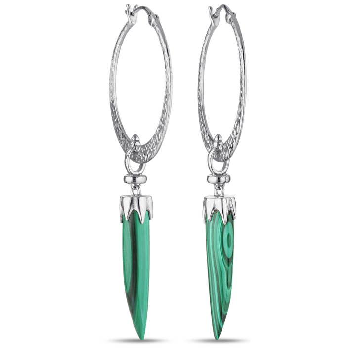 Saber Hoops / Malachite / Silver for wholesale by KYOTI