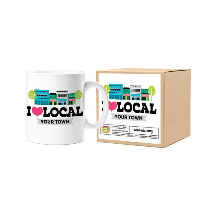 Rock Scissor Paper - Wholesale Coffee Mug - Personalized City Mug - Shop Local