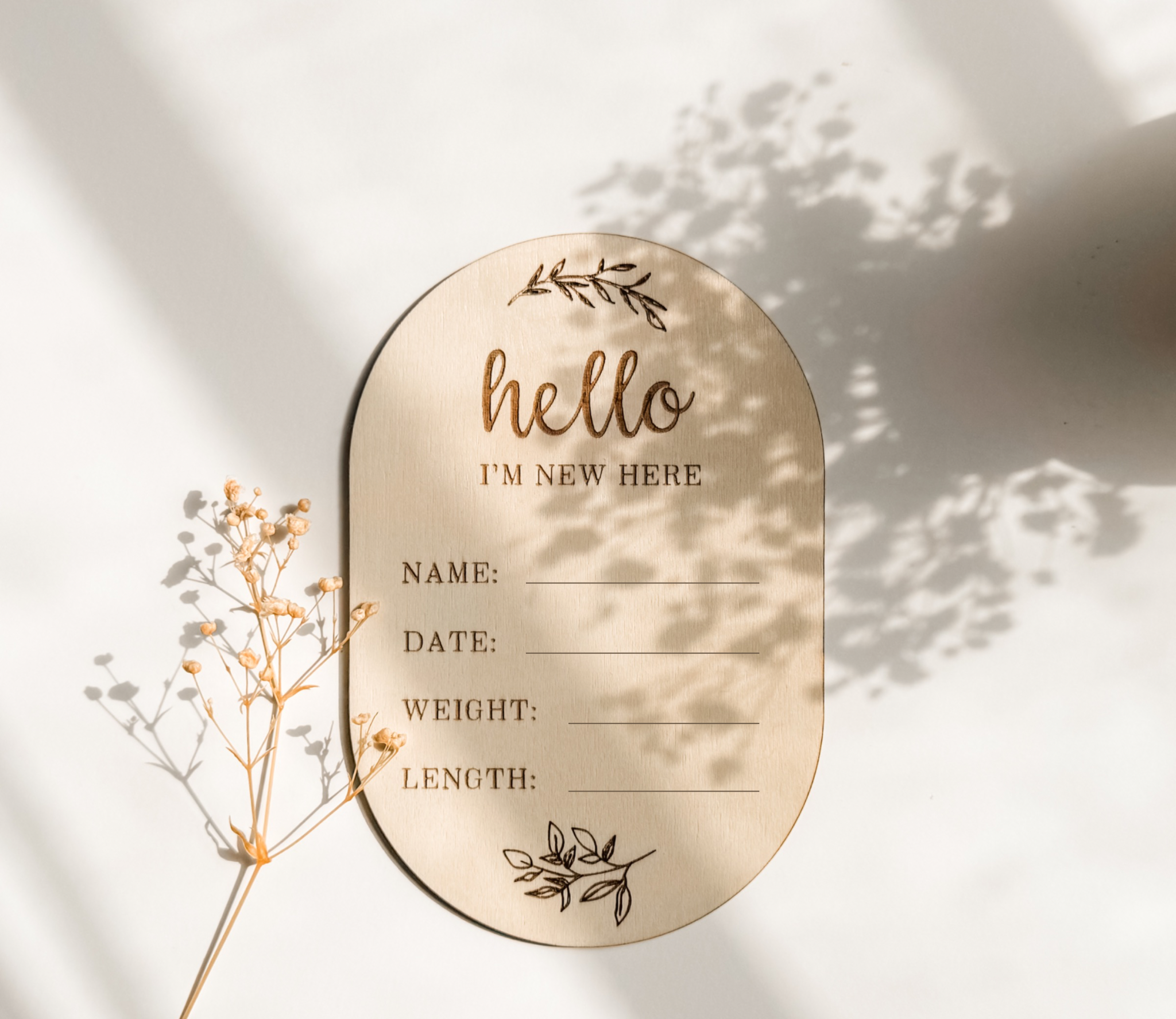 Kae & Kole, LLC – Großhandel Meilenstein-Kunst/Andenken – Kinder & Baby – Tafel mit Fakten zur Geburt aus Holz | Schild „Baby Hospital“ | Andenken0