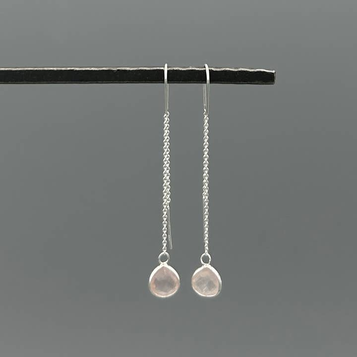 Something Silver - Wholesale Dangle Earrings - Silver Teardrop Stone Threaders