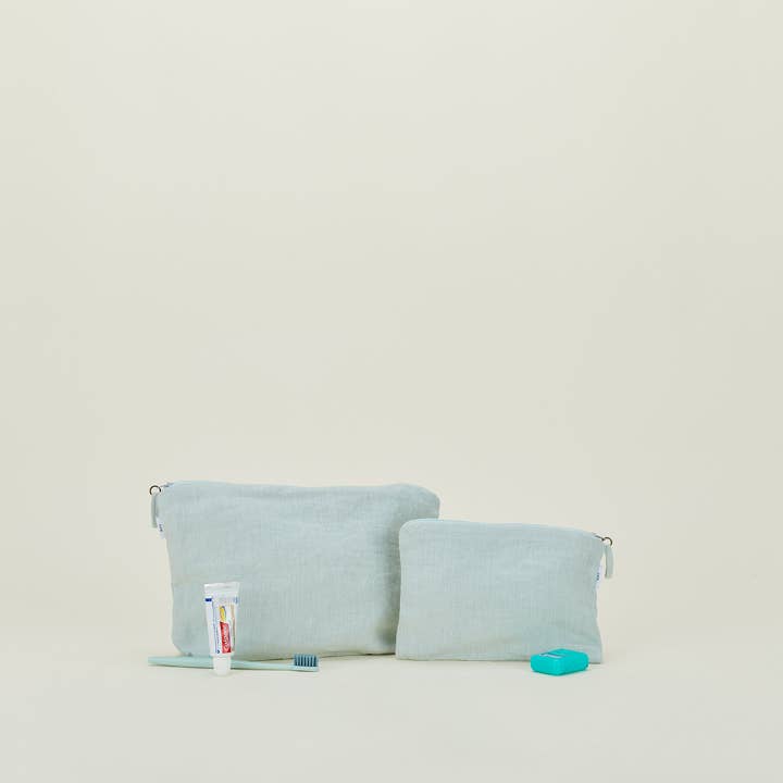 Hawkins New York - Wholesale Pouch - Women's - SIMPLE LINEN ZIPPER POUCHES - SKY1