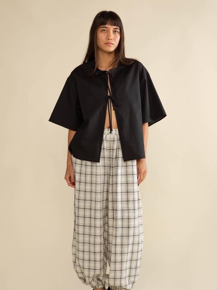 Ivoor/Zwart Aime lichtgewicht geruite ballonbroek - grote maten voor groothandel op Faire0