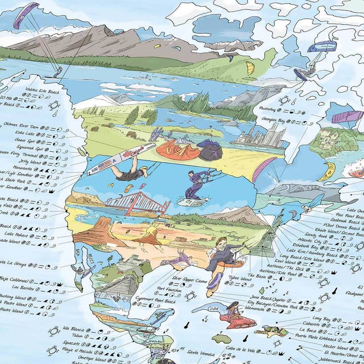 Awesome Maps - Vente Cartes - Carte de kitesurf | Carte du monde avec 500 spots de kitesurf4