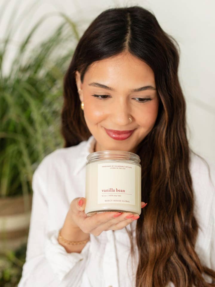 Vanilla Bean Candle | 12 oz. Glass Jar for wholesale by Mercy House Global