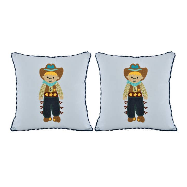 Karma Living - Wholesale Lumbar Pillow - 2ABCC17271_LBBL set of 2 PILLOW COW-BOY 18x18"