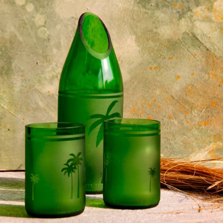 Upcycelte Glas-Siwa-Palmen-Krug / Vase für den Großhandel von Dandarah (Ships from Canada)