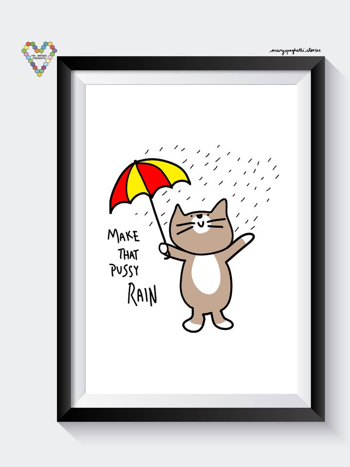 PUSSY RAIN Kunsttryk for engroshandel hos Two Brides Presents