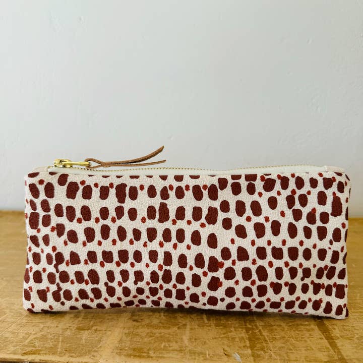 Erin Flett - Wholesale Pencil Case/Pouch - Dark Clay + Clay Double Dot Pencil Bag