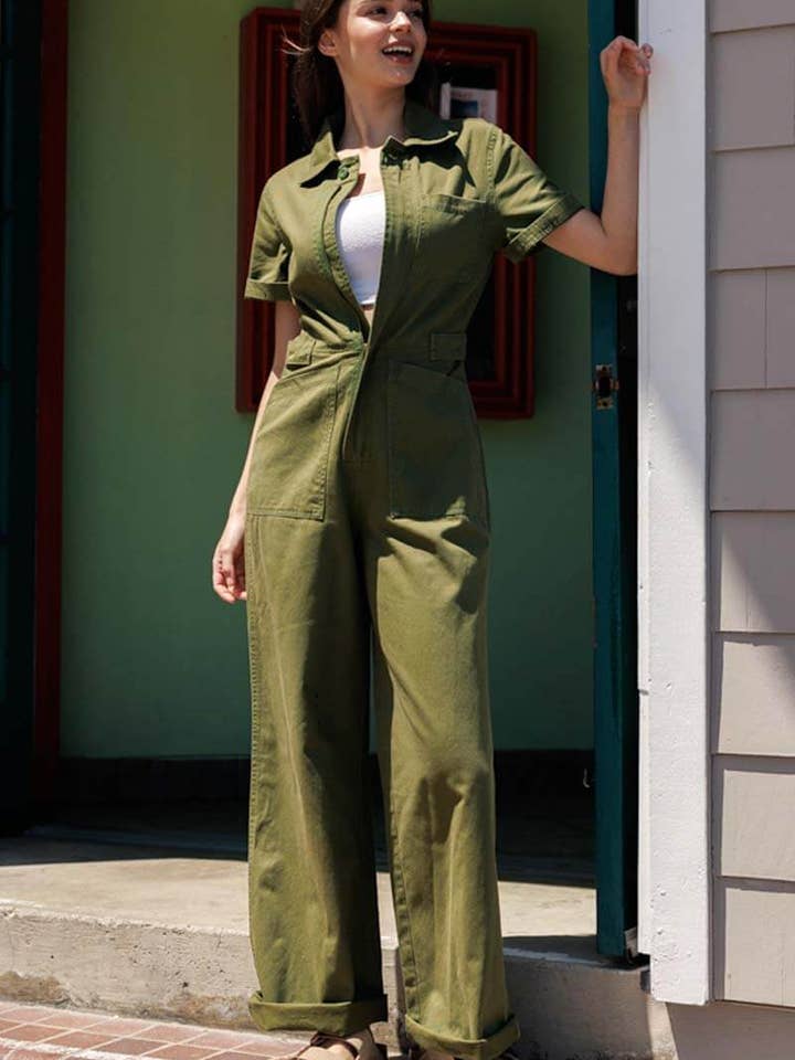 CALI1850 SHORT SLEEVE STRAIGHT JUMPSUIT/60004JTW078 for wholesale by Cali1850