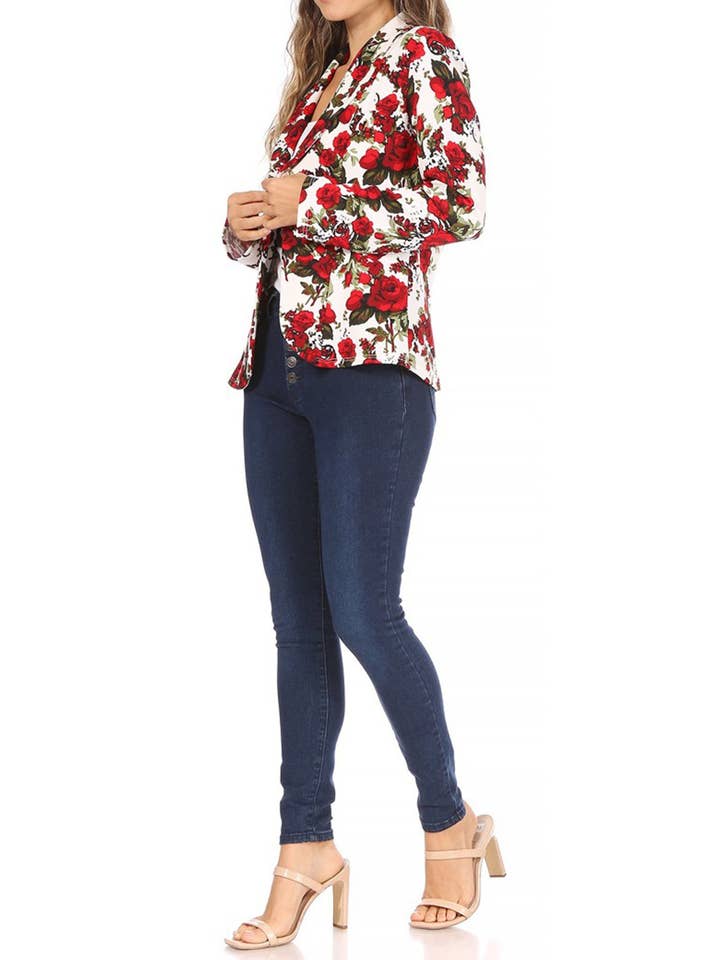 MOA COLLECTION - Wholesale Blazer - Women's - Women's Casual Print Fitted Open Front Blazer Jacket43