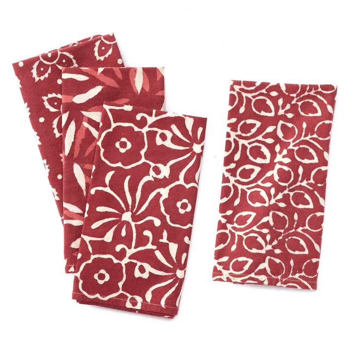 Henna Dabu Block Print Napkins - Set of 4 for wholesale by SERRV International