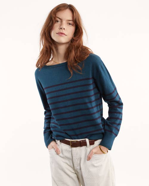 Tricot - Wholesale Knit Sweater - Women's - Recycled Cashmere & Cotton Striped Sailor Sweater5