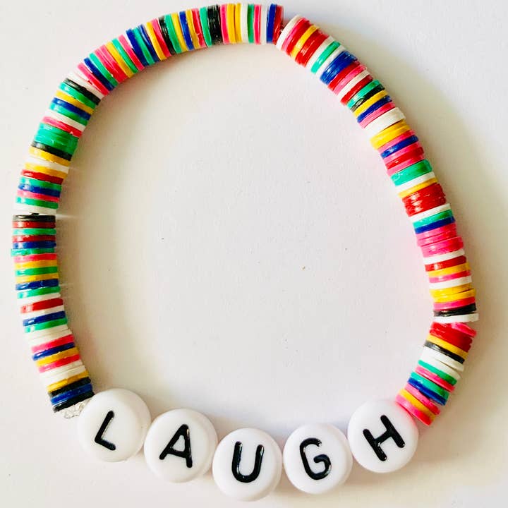 Laugh Beaded Vinyl Rainbow Bracelet for wholesale by Sadie’s Moon