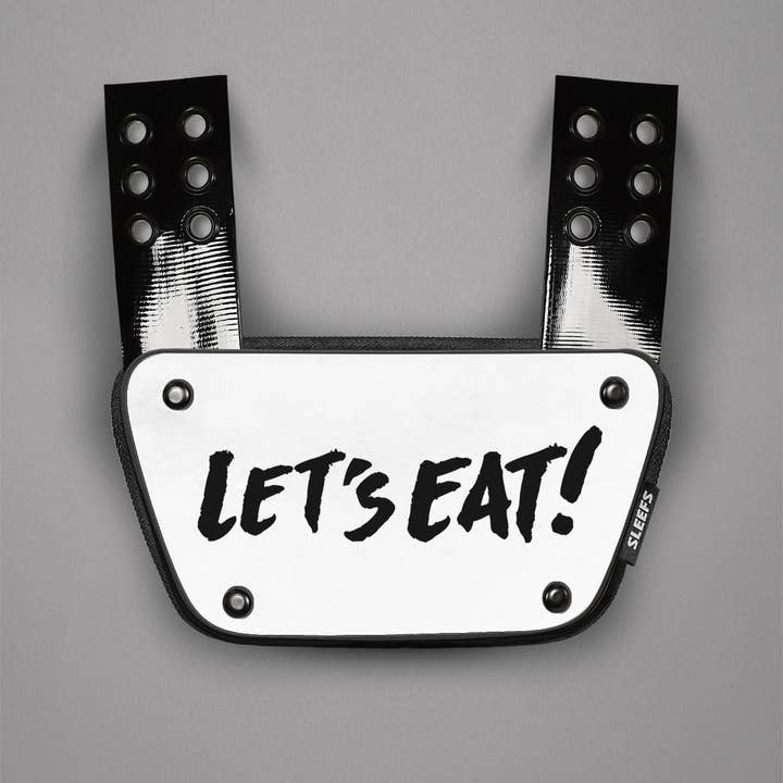White Let's Eat Sticker for Back Plate for wholesale on Faire