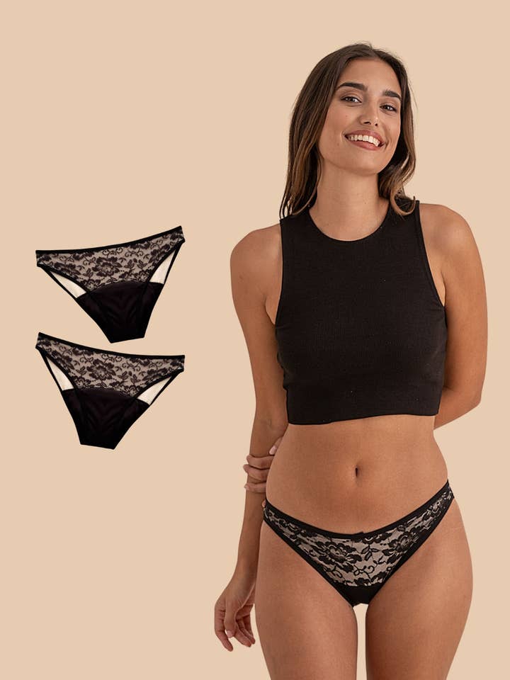 Confezione da 2 mutande mestruali in bambù flusso abbondante Rosa per la vendita all'ingrosso da parte di Anaissa