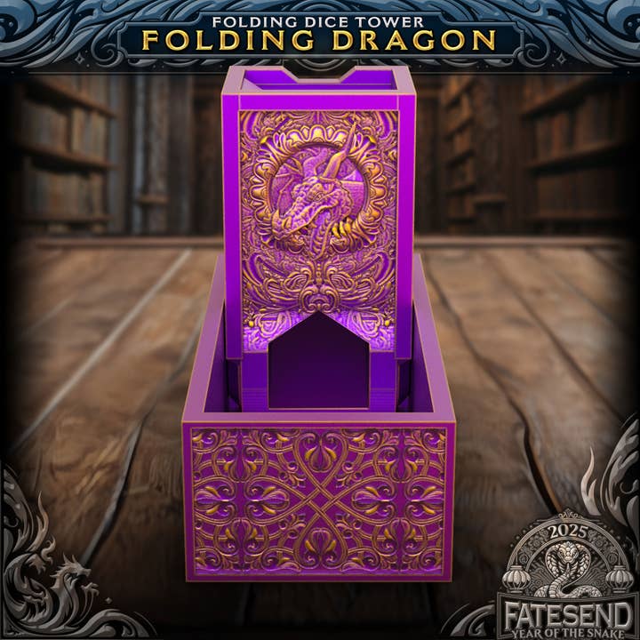 Folding Dragon Dice Tower & Storage | TTRPG, D&D, TCG, CoC for wholesale by American Carver LLC