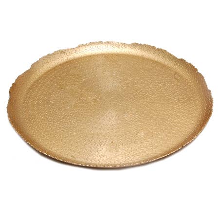 India Handicrafts Inc - Wholesale Decorative Tray - 16" Gold Hammered Cutting Tray1