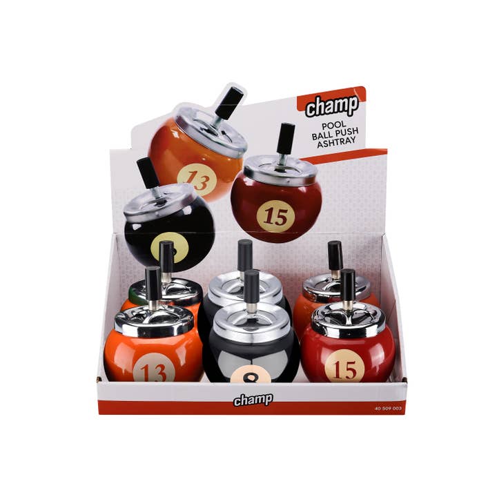 Champ by Polyflame - Wholesale Ashtray - “BILLIARD BALL” Pusher trays