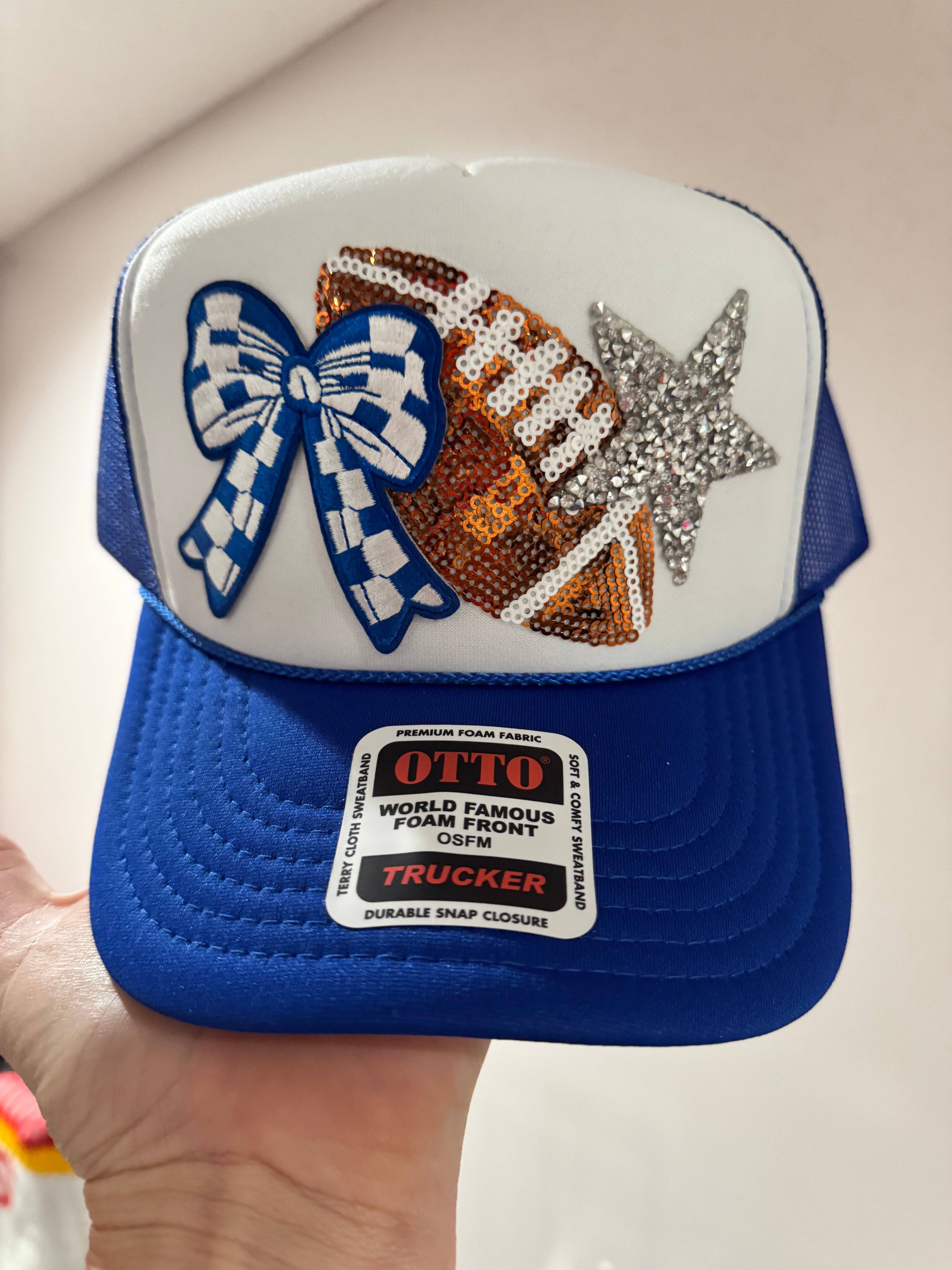 Patchwrx Customs Hat Bar - Wholesale Trucker Hat - Women's - Blue & Silver Cowboys Football Trucker Hat0