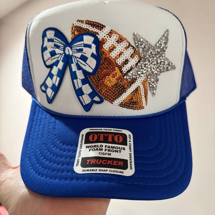 Patchwrx Customs Hat Bar - Wholesale Trucker Hat - Women's - Blue & Silver Cowboys Football Trucker Hat