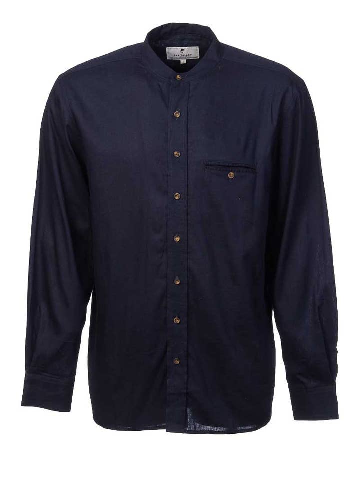 Lee Valley Ireland – wholesale Buttoned-down shirt – Unisex – Irish Collarless Linen Grandad Shirt LN9 Navy9