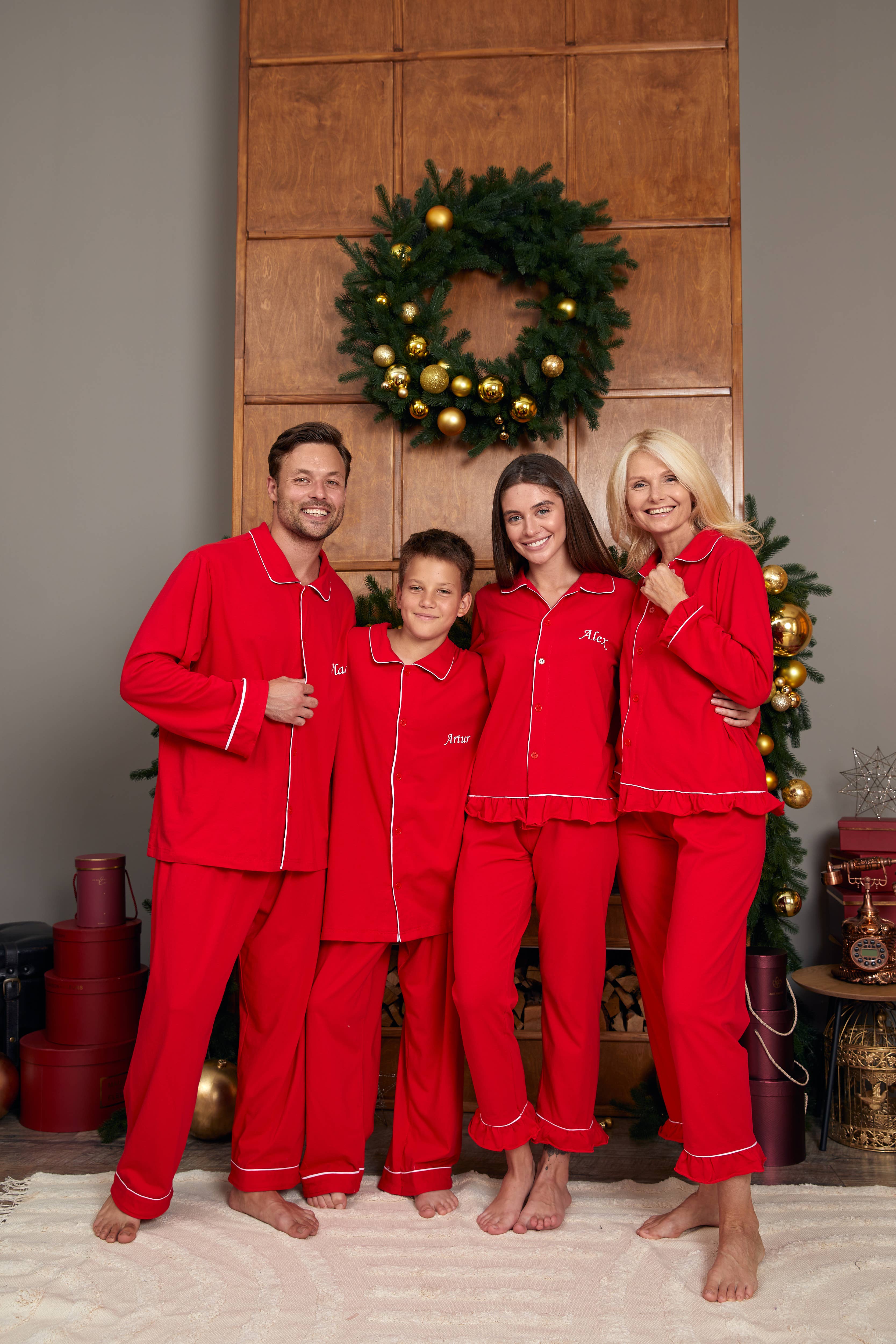 Sisters G Kids – wholesale Sleepwear set – Unisex – Family Matching Red Cotton Christmas Pajamas4