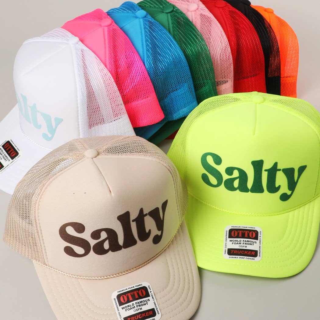 Fashion City – wholesale Trucker hat – Unisex – Salty Text Printed Mesh Back Foam Trucker Hat34