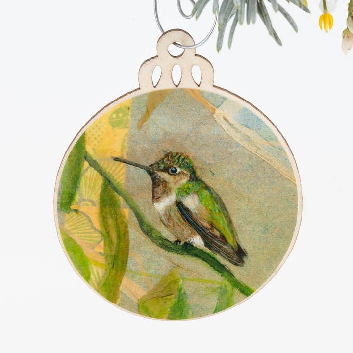 Anna's Hummingbird Ornament | Christmas Ornament | Bird Ornament | Wooden Ornament | Hummingbird Art | Bird Painting | Nature Gift for Her for wholesale by Orphan Girl Fine Art