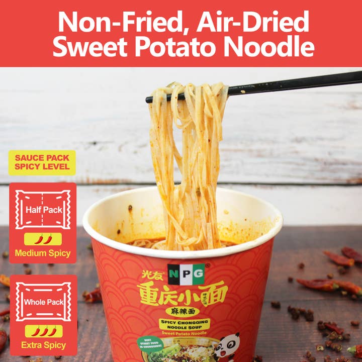 Natural Plus Green - Vente Ramen - Nouilles ramen instantanées NPG Spicy Chongqing 3,7 oz (paquet de 6)