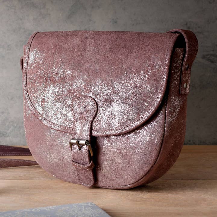 Metallic Magpie Sara Saddle Bag #LB903 Taupe for wholesale by Hydestyle London