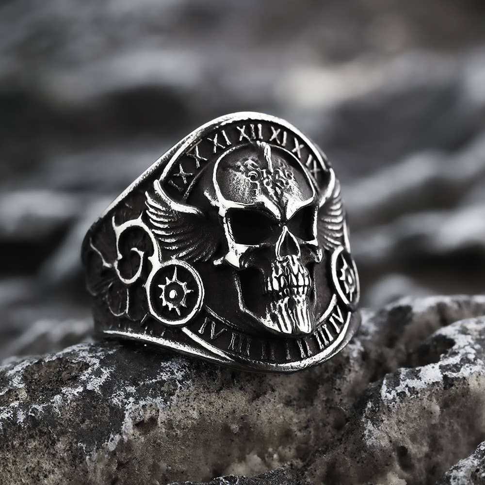 Gemcohub - Wholesale Signet Ring - Retro Stainless Steel Motorcycle Style Skull Ring4