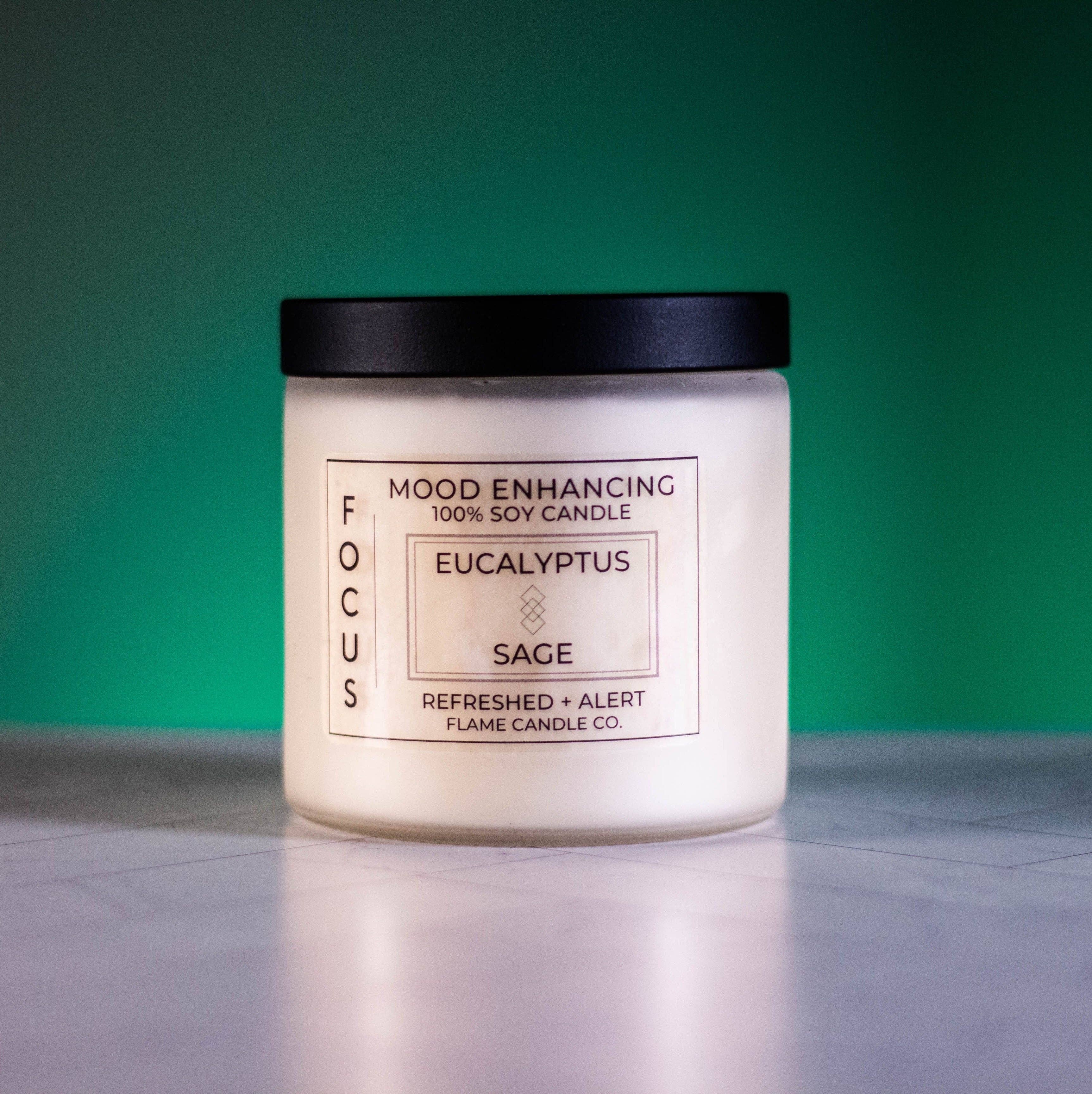 Flame Candle Company - Wholesale Jar/Filled Candle - Focus - Eucalyptus + White Sage2