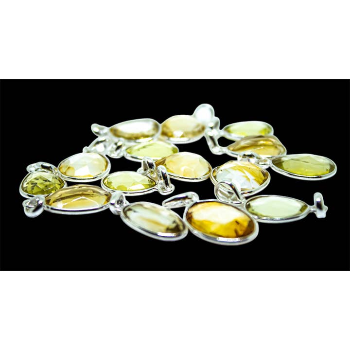Quasar Gems USA - Wholesale Pendant/Charm Necklace - Citrine Gemstone Sterling Silver Pendant Necklaces