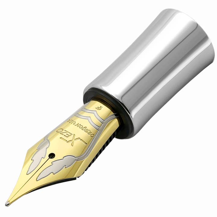 Medium-Fine (0.45 mm Writing Stroke) Fountain Nib - Finely Etched Leaf Pattern - Black Grip for Select Maestro®, Maestro® 925 and Maestro® Jubilee Classic of the Ocean Pens for wholesale by Xezo